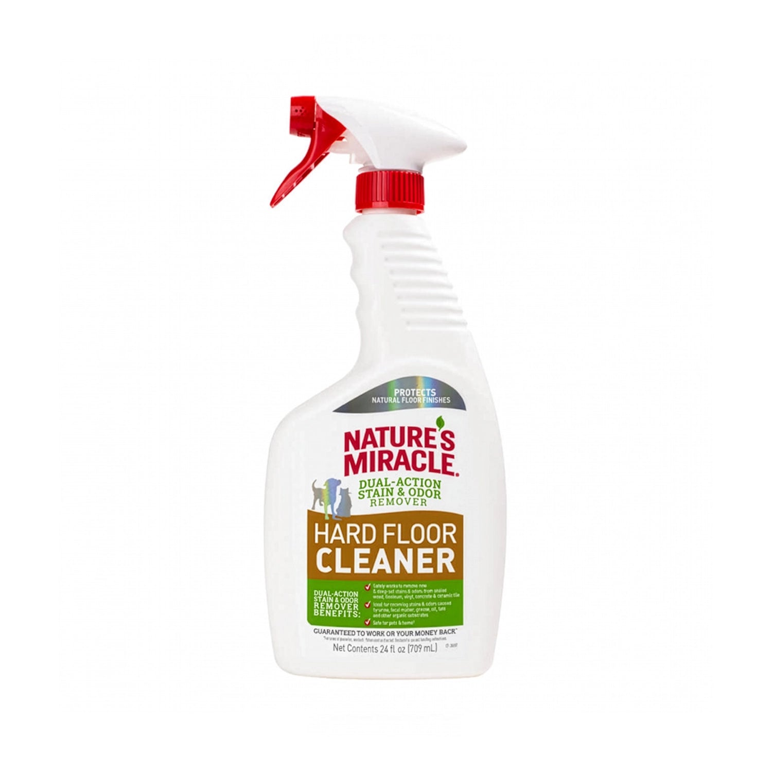 Limpiador Pisos Nature's Miracle Manchas y Olores en botella con gatillo pulverizador, ideal para eliminar manchas y malos olores en pisos.