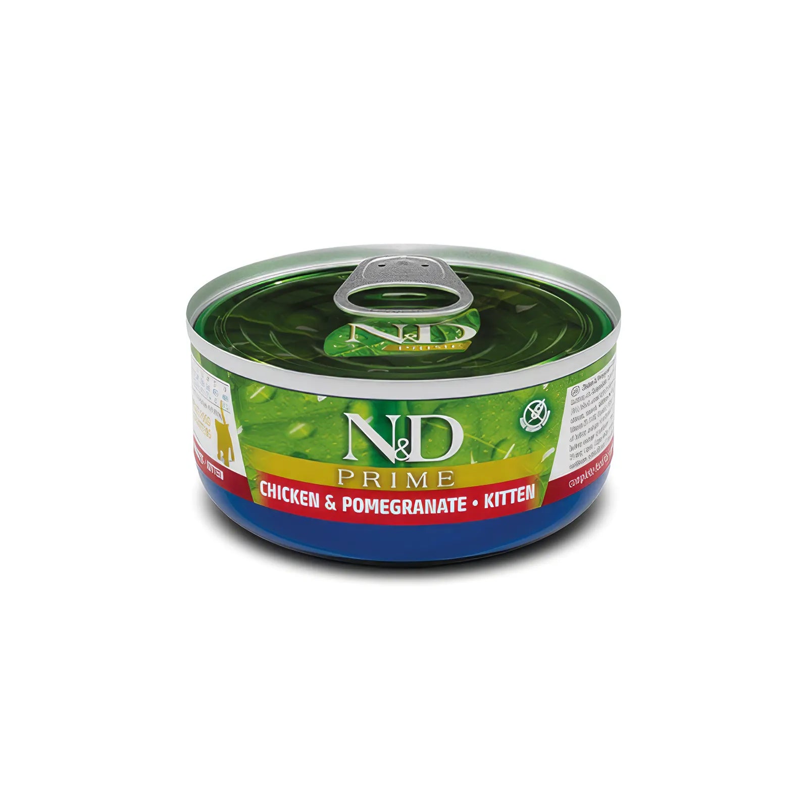 N&D Prime Lata Pollo y Granada para Gatitos en envase metálico con tapa abre fácil, alimento húmedo premium para gatos kitten
