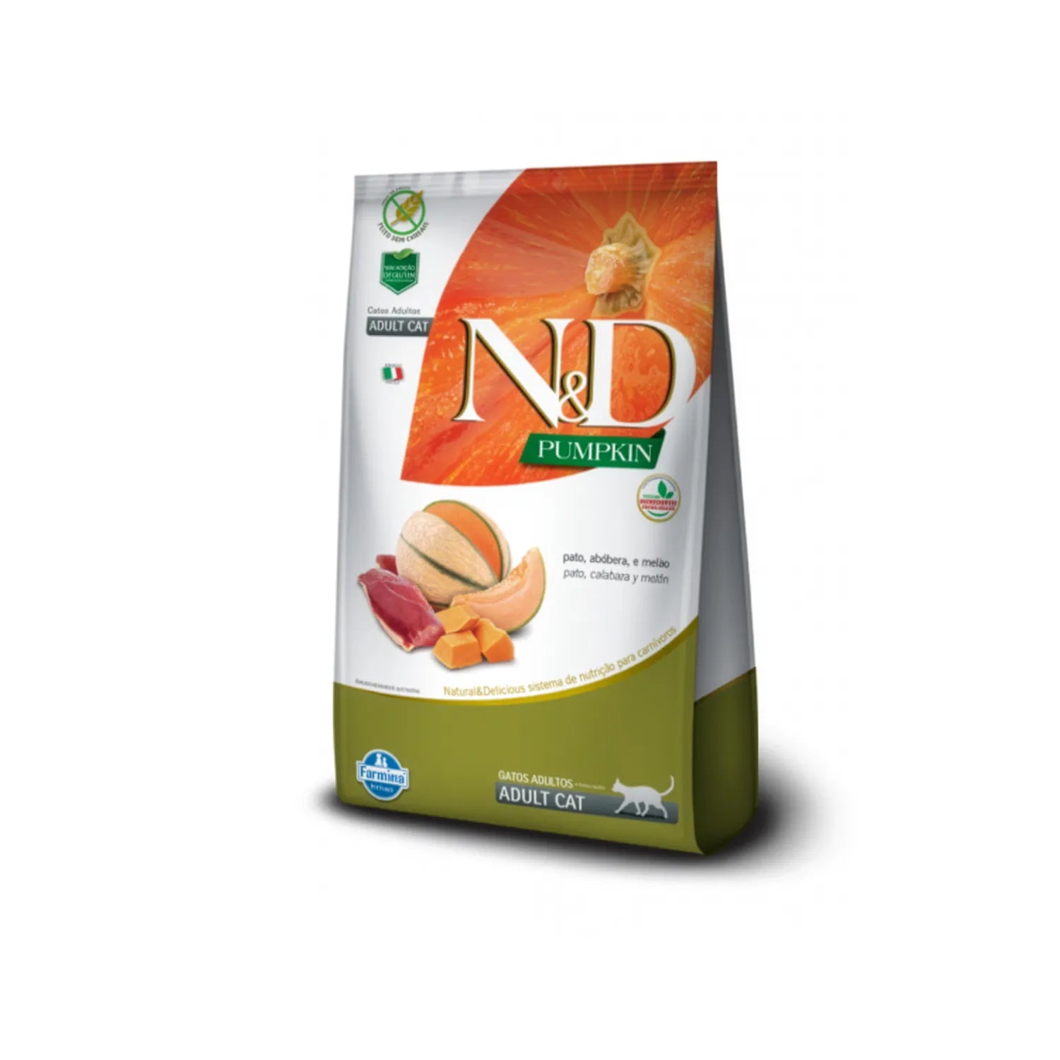 N&D Pumpkin Pato, Calabaza y Melón para Gatos en bolsa, alimento seco con pato, calabaza y melón para gatos adultos