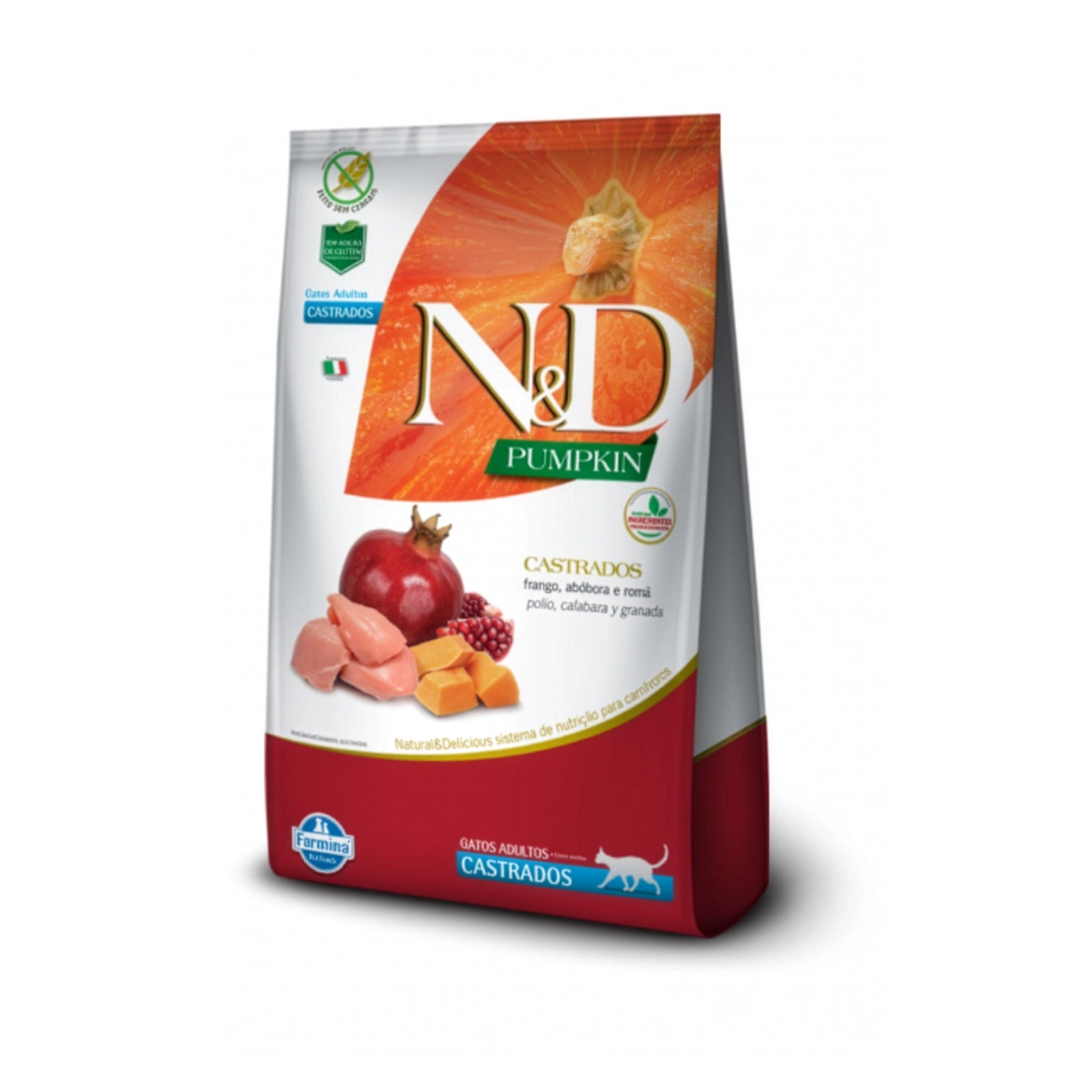 N&D Pumpkin Pollo, Calabaza y Granada para Gatos Castrados en bolsa, alimento seco con pollo, calabaza y granada