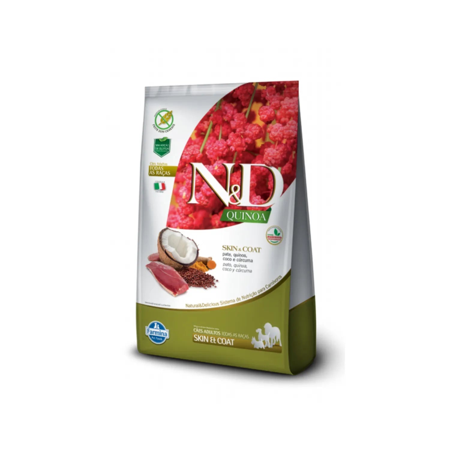 N&D Quinoa Skin & Coat Pato para Perros en bolsa, alimento seco con pato, quinoa y coco para salud de piel y pelaje