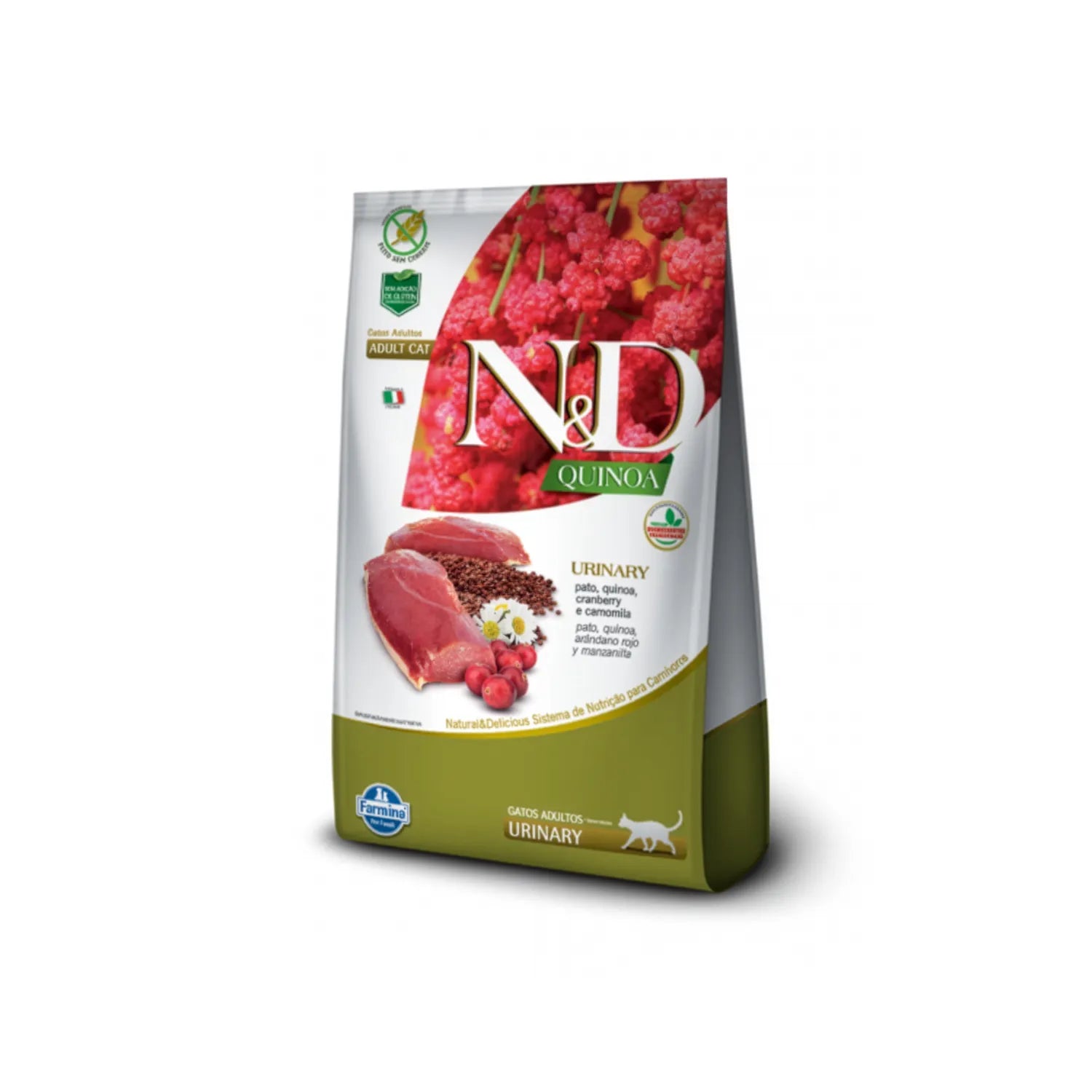 N&D Quinoa Urinary Pato para Gatos en bolsa, alimento seco con pato, quinoa y arándanos para salud urinaria de gatos adultos
