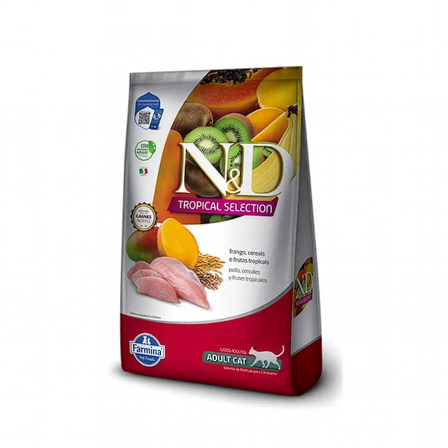 N&D Tropical Selection Pollo para Gatos en bolsa, alimento seco con pollo, cereales y frutas tropicales para gatos adultos