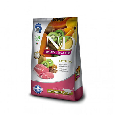 N&D Tropical Selection Cerdo para Gatos Castrados en bolsa, alimento seco con cerdo, cereales y frutas tropicales para gatos adultos
