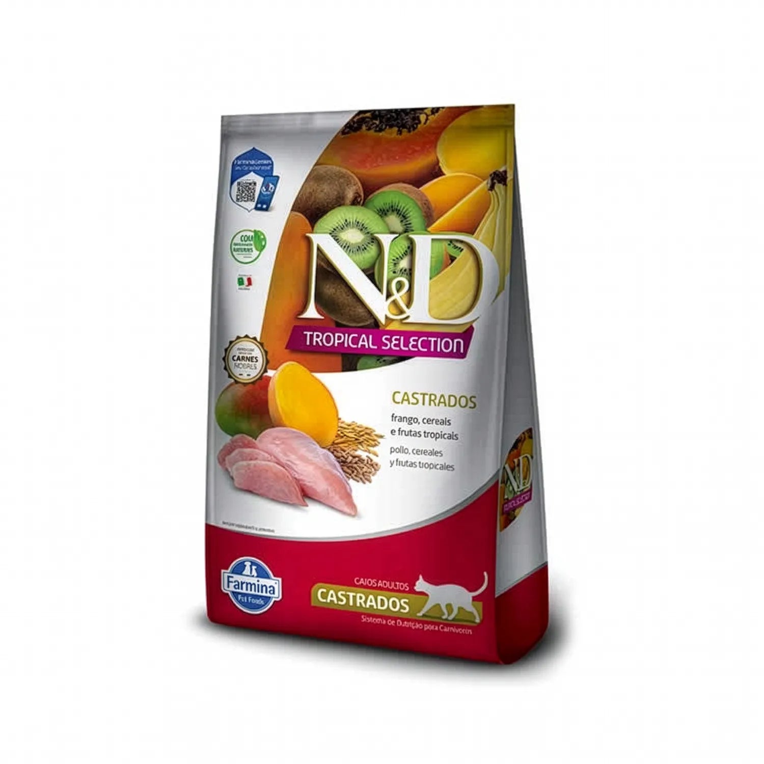N&D Tropical Selection Pollo para Gatos Castrados en bolsa, alimento seco con pollo, cereales y frutas tropicales para gatos adultos