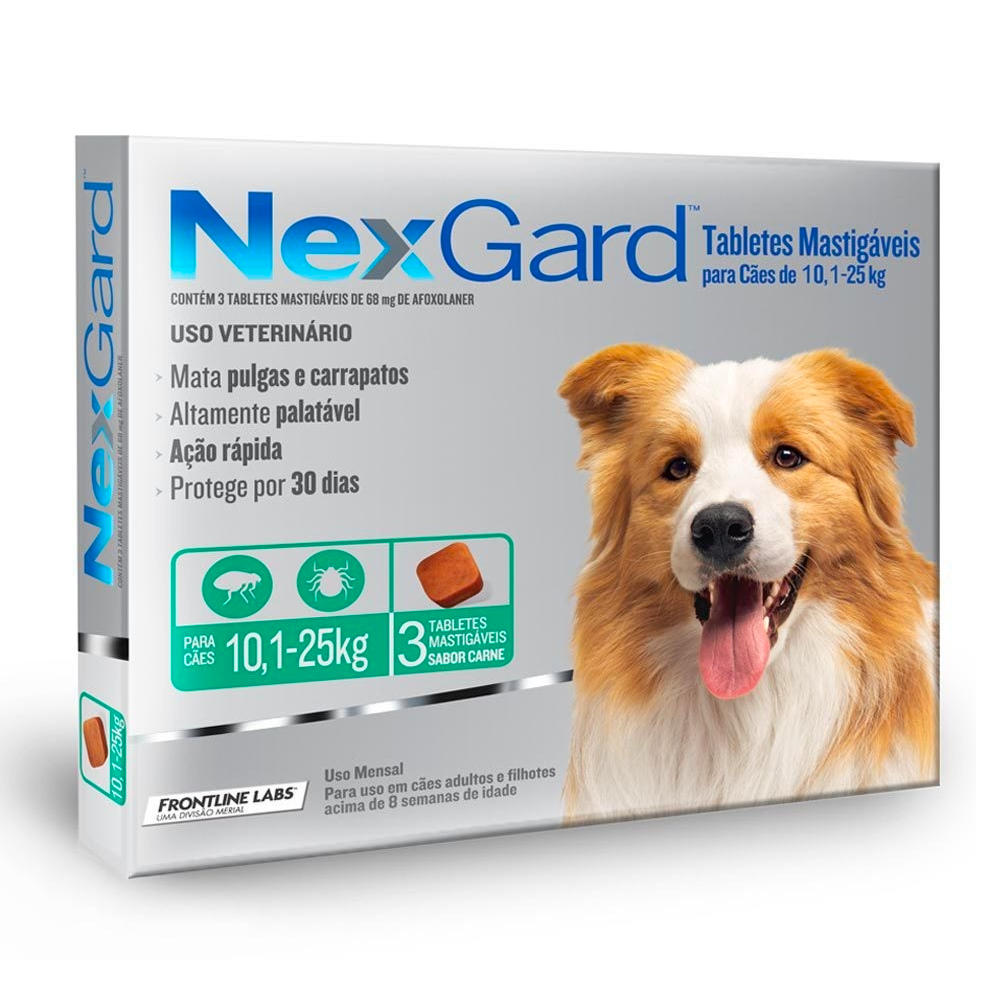 NexGard Antiparasitario Externo (3 Comprimidos) - 25,1 a 50 Kilos