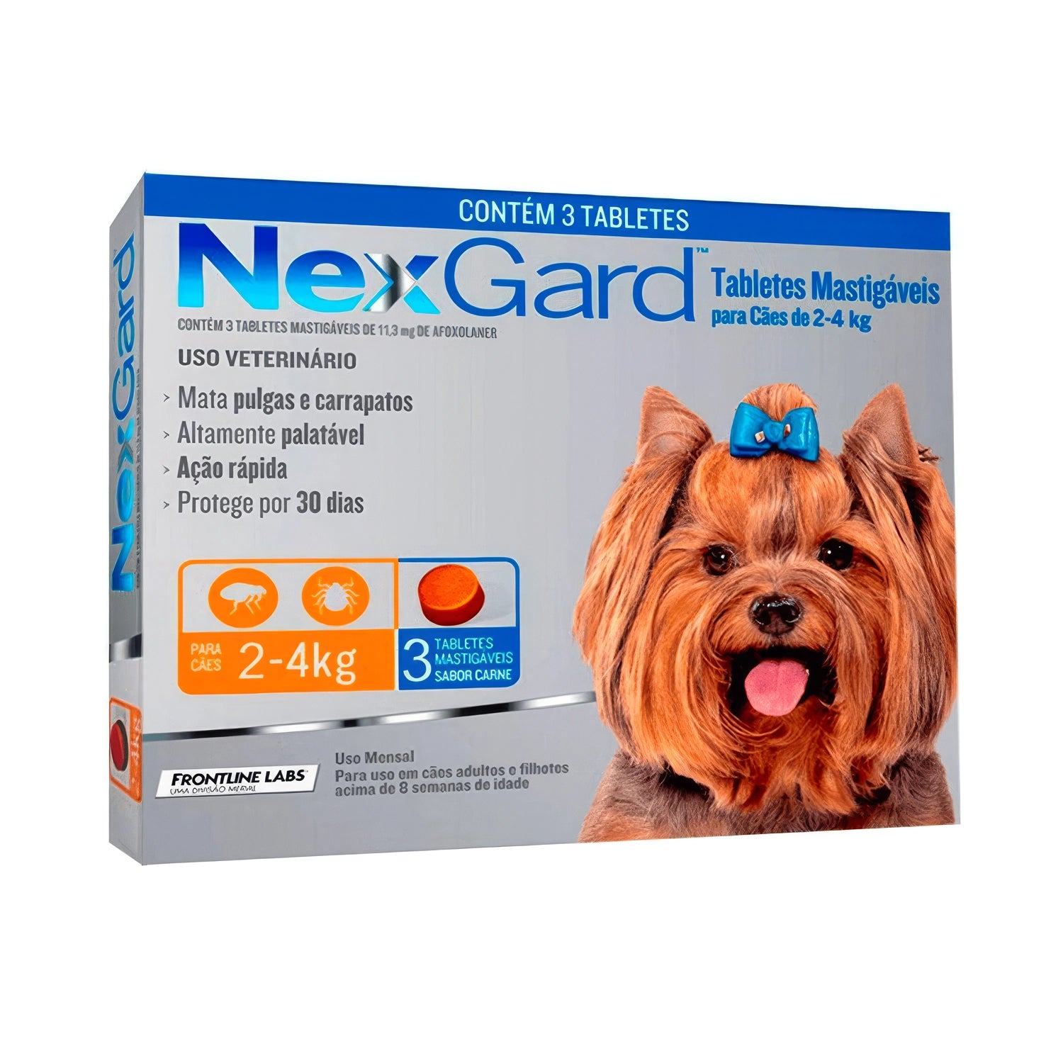 NexGard 3 Comprimido masticable para perros de 2 a 4 kg, protección mensual contra pulgas y garrapatas con afoxolaner.