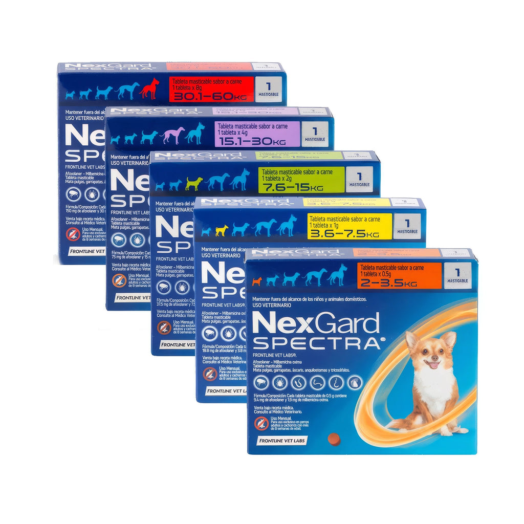 NexGard Spectra Antiparasitario x 1 tableta para perros, protección contra pulgas, garrapatas y parásitos.