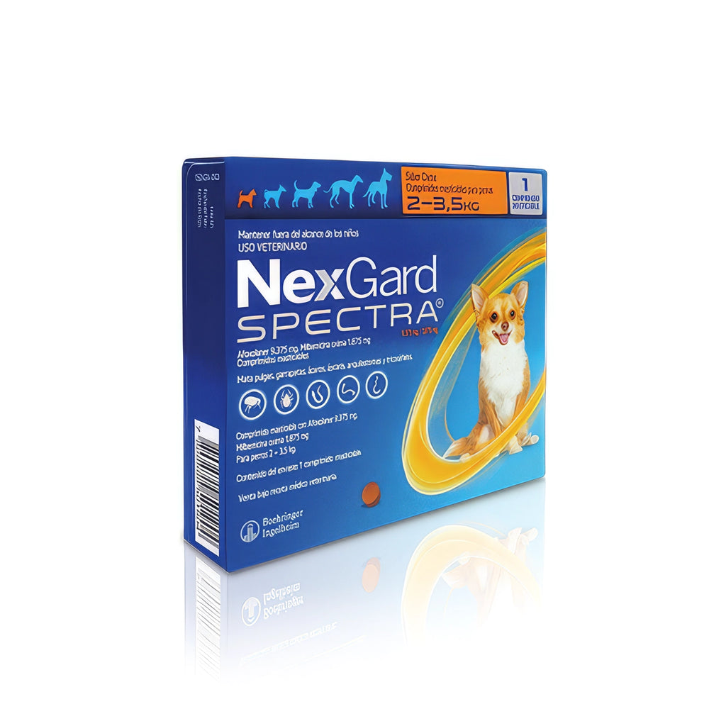 NexGard Spectra Antiparasitario x 1 tableta para perros de 2 a 3,5 kg, protección contra pulgas, garrapatas y parásitos.