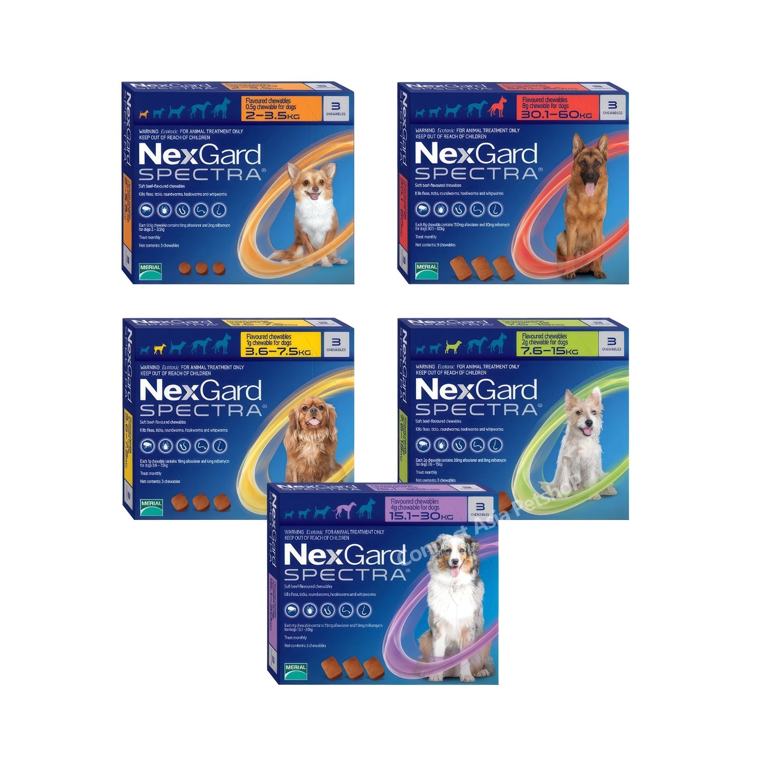 Nexgard Spectra Antiparasitario - 3 Tabletas para perros, protección contra pulgas, garrapatas y parásitos.