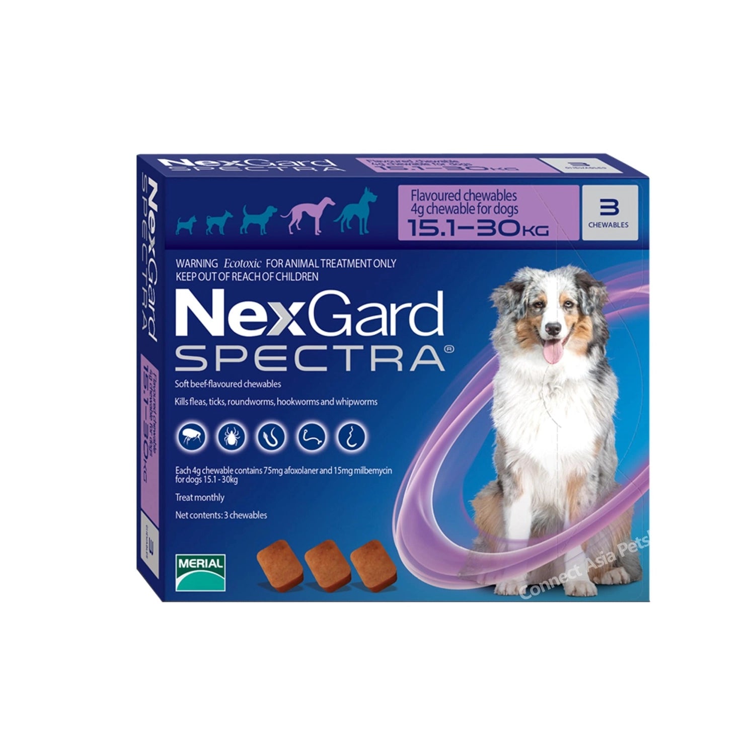 Nexgard Spectra Antiparasitario - 3 Tabletas para perros de 15,1 a 30 kg, protección contra pulgas, garrapatas y parásitos.
