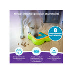 Nina Ottosson Puzzle Challange Slider para perros con tablero interactivo verde, piezas deslizantes azules con huellas y compartimentos