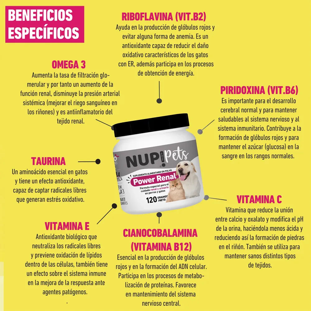 Nup! Pets Suplemento Power Renal Cuidado Urinario 120 g