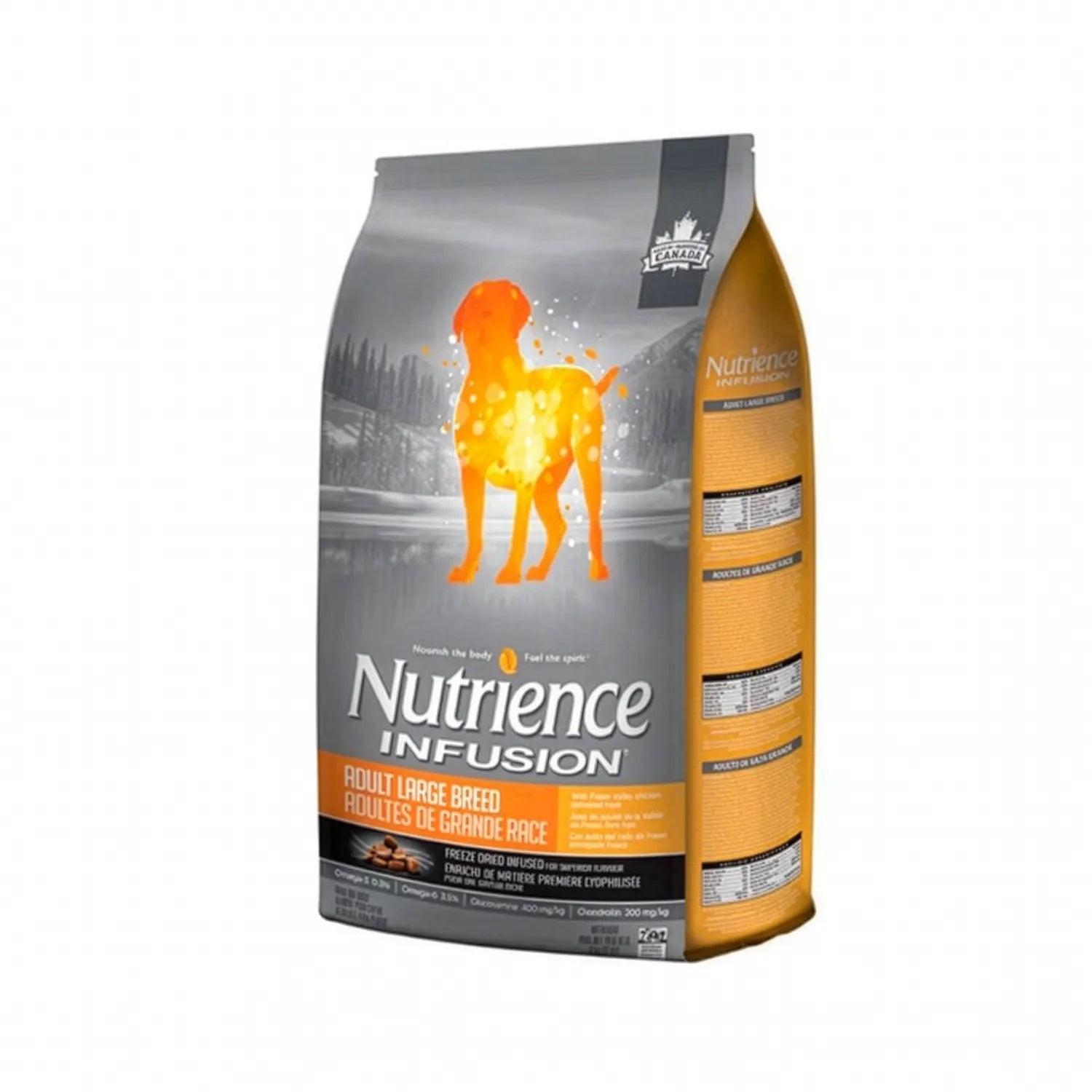 Alimento Nutrience Infusion para Perros Adultos Raza Grande con empaque gris y fórmula rica en proteínas