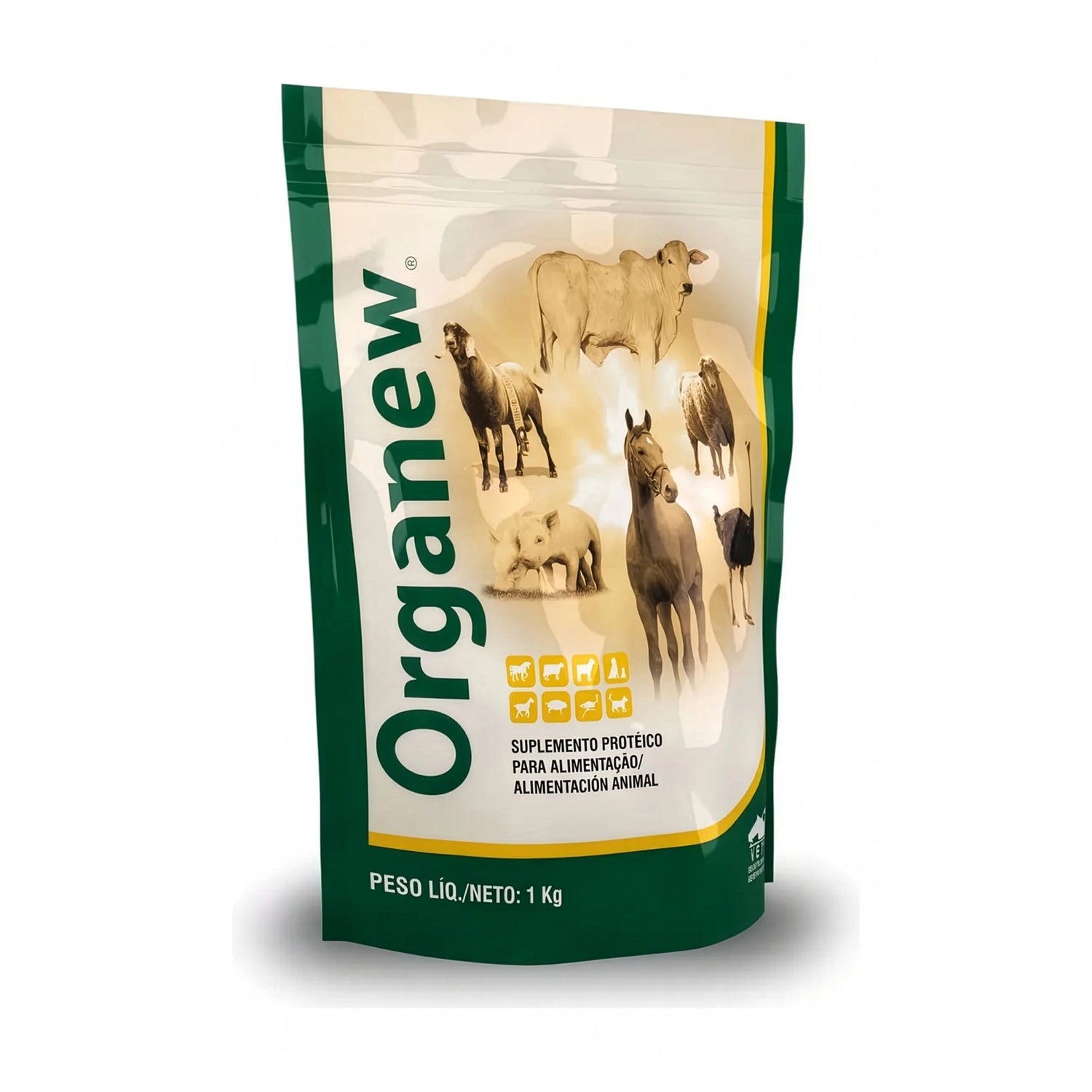 Organew Probiótico en bolsa verde y beige 1 kg con suplemento alimenticio para perros, gatos y aves domésticas.