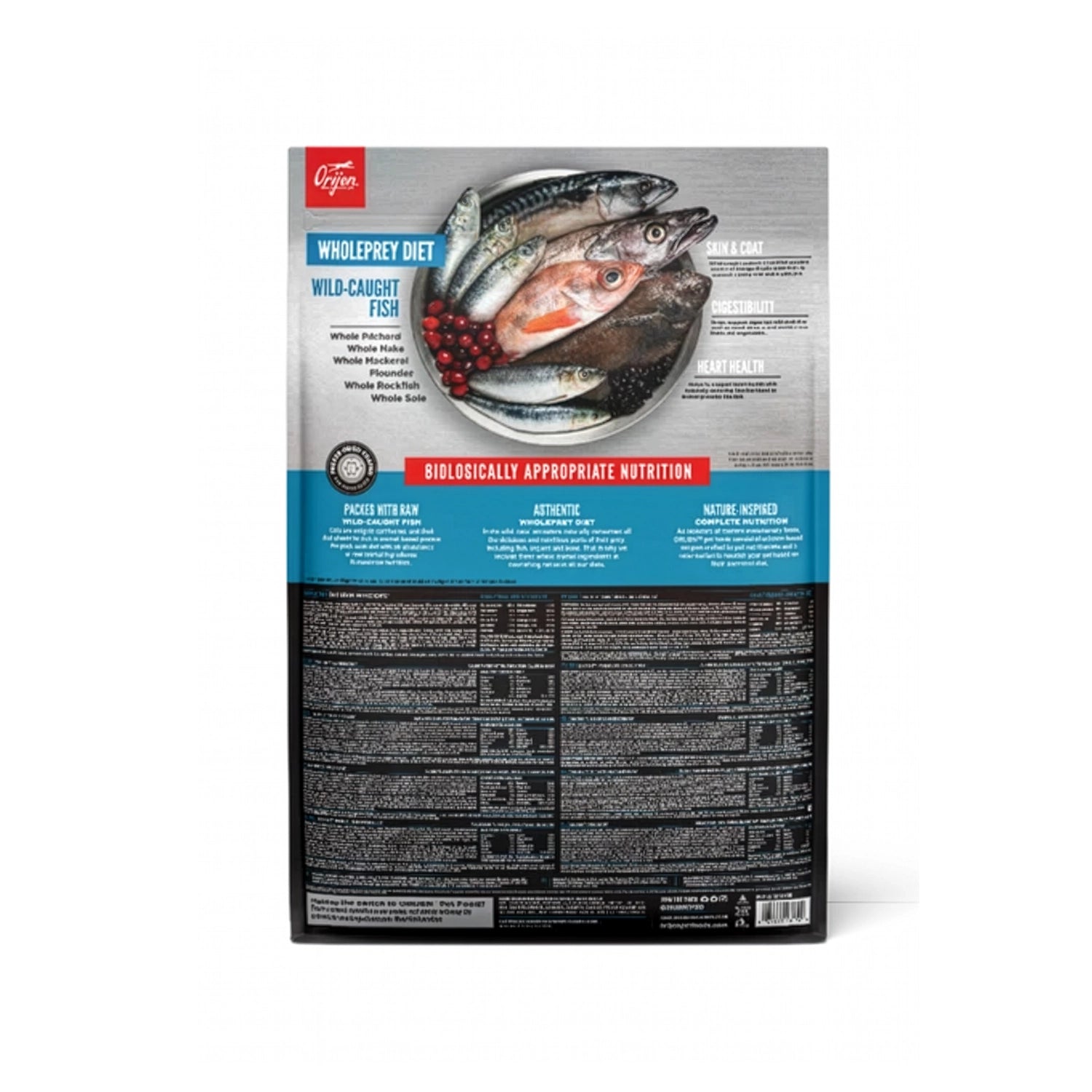 Bolsa de Orijen Six Fish Para Gatos, alimento para gatos con pescado capturado en estado salvaje, fórmula rica en proteína.