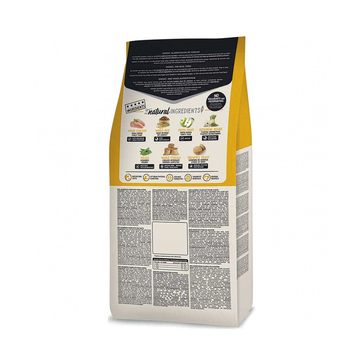 Ownat Classic "Daily Care" para Gato Adulto, alimento seco con pollo fresco, arroz integral, frutas y vegetales.