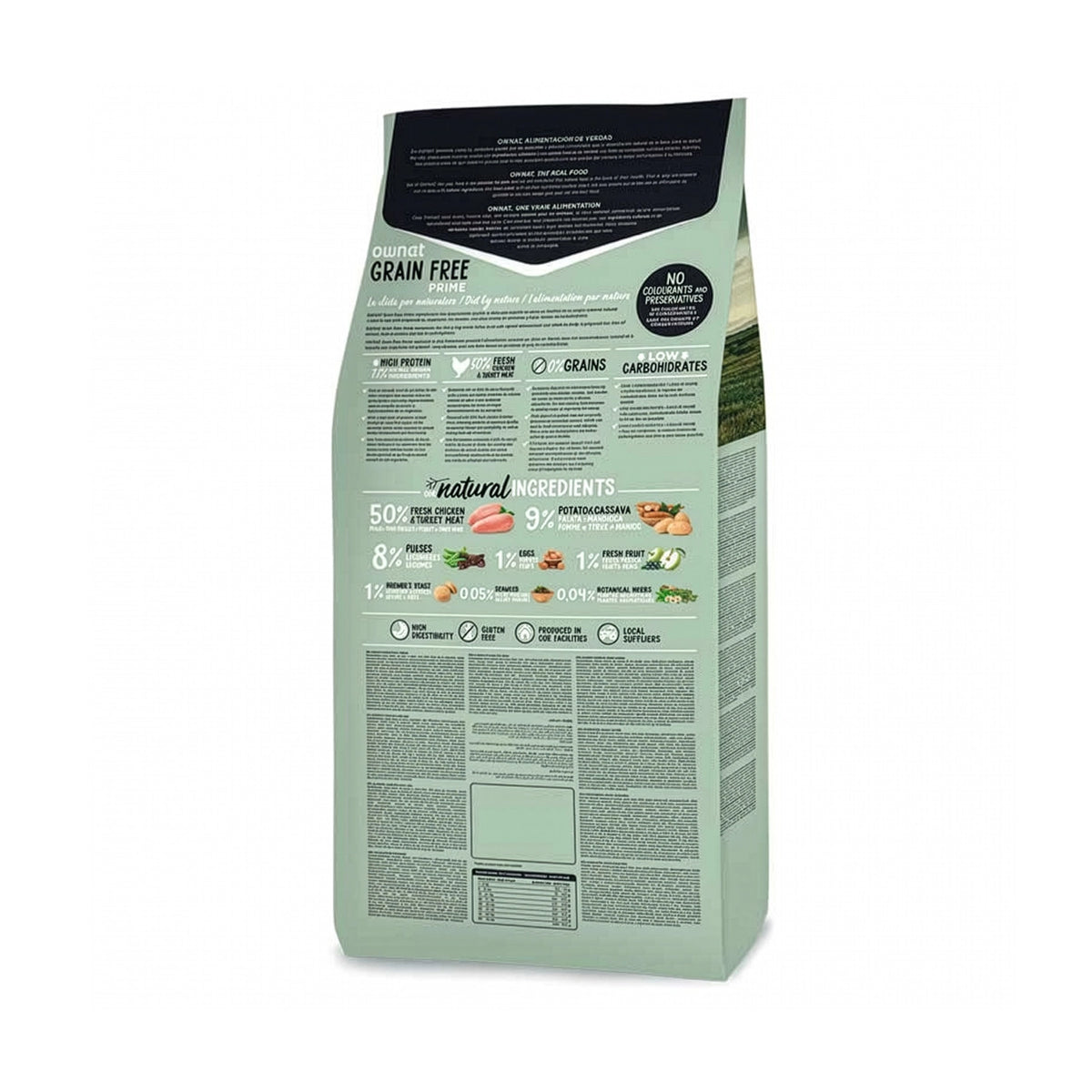 Ownat Just Grain Free "Chicken" para Perro Adulto, alimento sin cereales con pollo fresco, frutas y vegetales naturales.