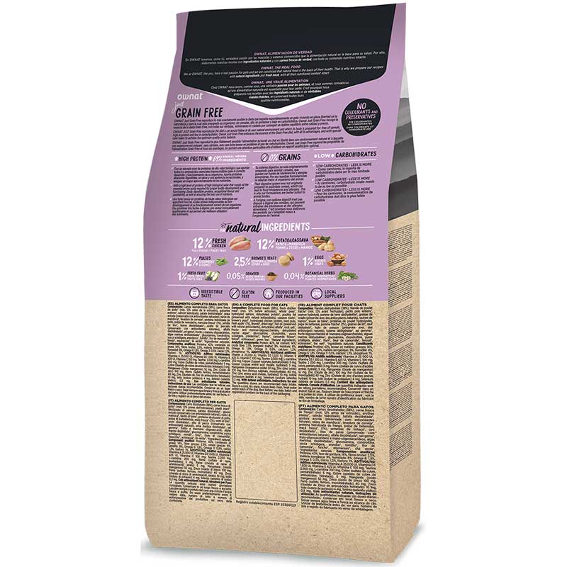 Ownat Just Grain Free "Sterilized" para Gatos Esterilizados - 3 Kg