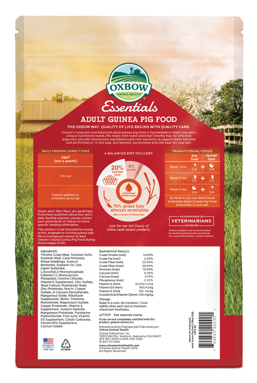 Oxbow "Essentials" Alimento para Cuye Adulto