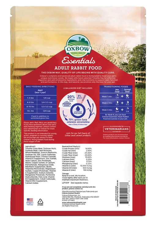 Oxbow "Essentials" Alimento para Conejo Adulto