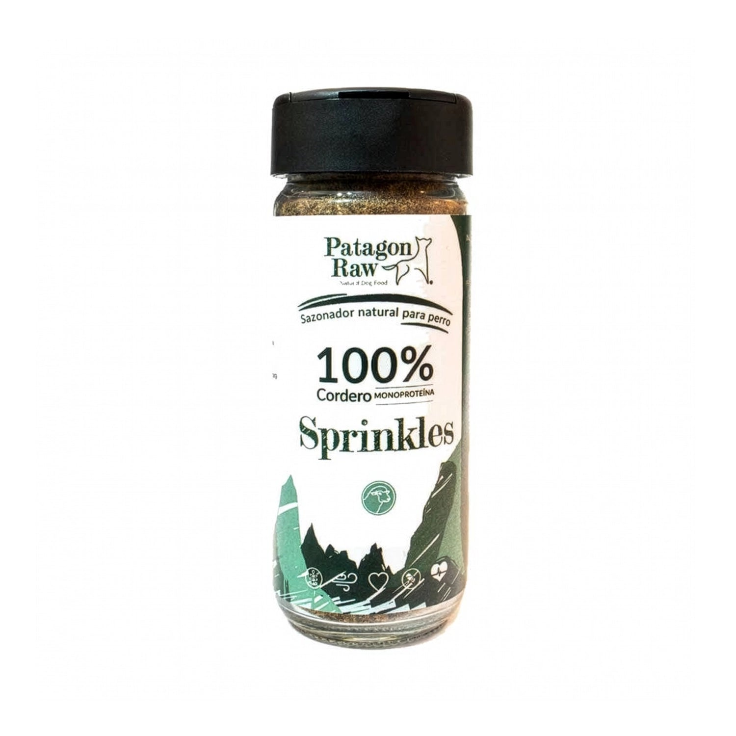 Sazonador Sprinkles Cordero Magallánico para Perros en frasco, sazonador natural 100% cordero monoproteína para realzar el alimento.