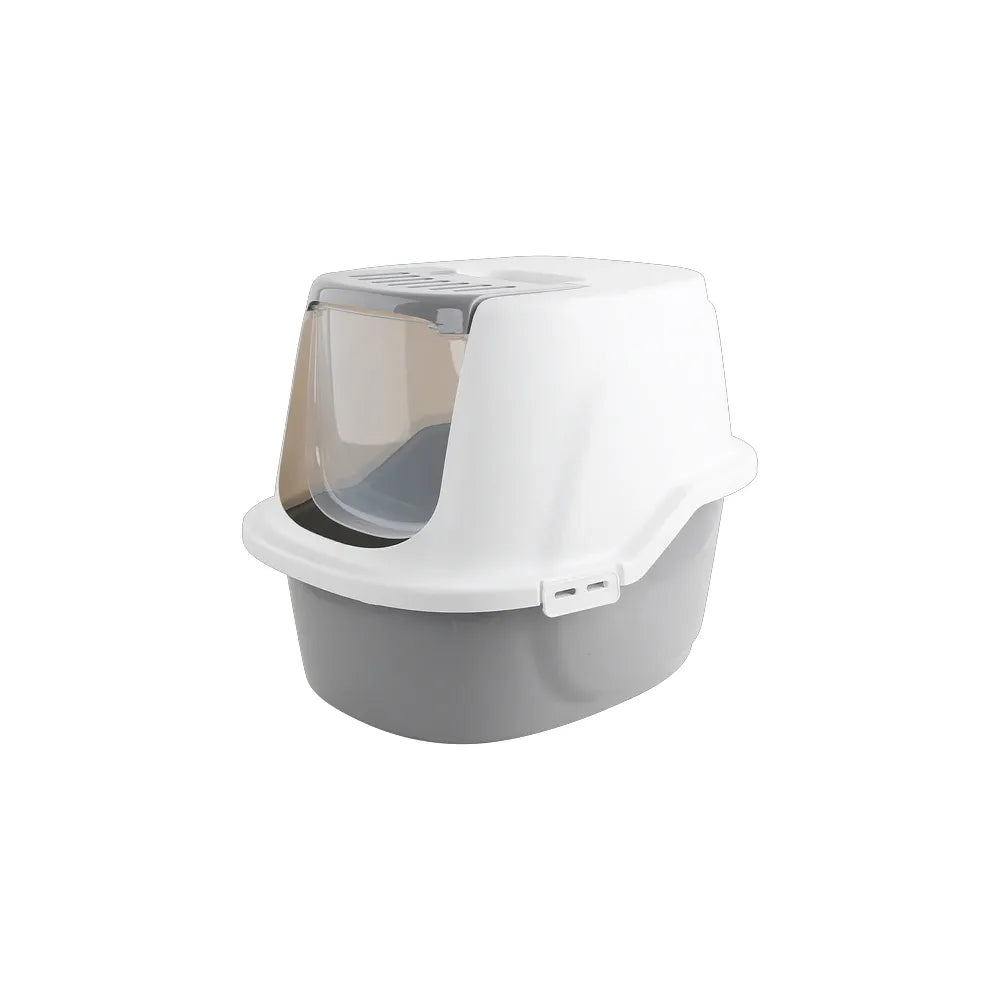 Pawise Baño Sanitario Cerrado Grande para Gatos, caja de arena con cubierta superior, entrada frontal y diseño higiénico