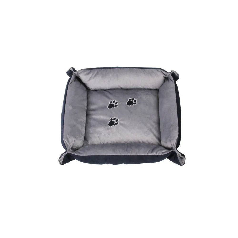 Pawise Cama con Patitas para Gatos, cama suave para mascotas con interior gris, bordes altos y diseño con estampado de huellas