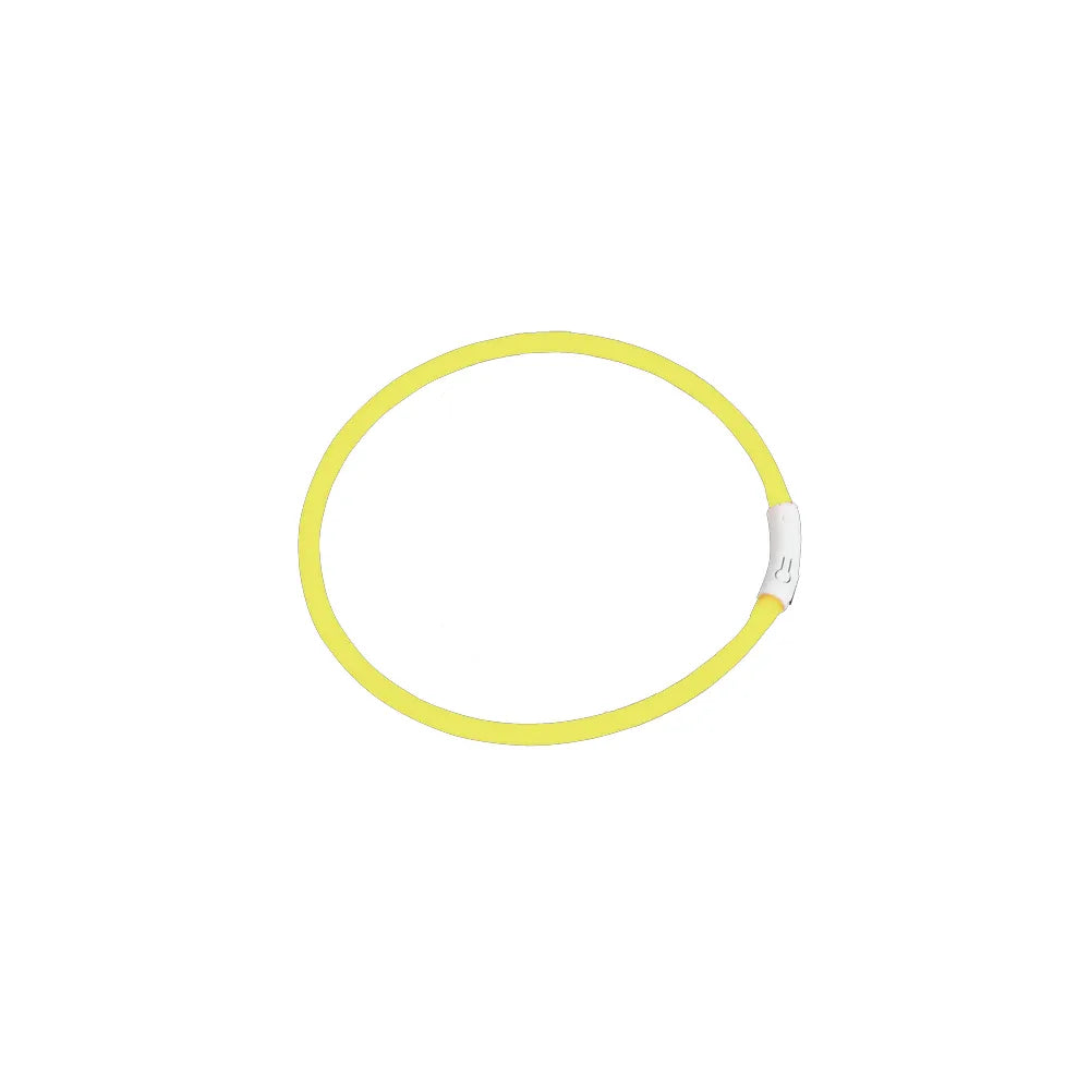 Pawise Collar Luz LED Amarillo 65cm, collar circular luminoso amarillo con cierre plástico para visibilidad nocturna de mascotas