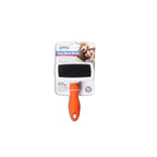 Pawise Cepillo Carda para perros con mango y cerdas metálicas, presentado en empaque con imagen de mascota
