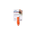 Pawise Rasqueta para cuidado de pelaje canino, peine metálico con mango naranja para remover subpelo y nudos fácilmente