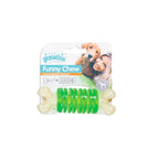 Pawise Juguete Funny Chew Ring con textura de aros verdes y puntas en forma de hueso, accesorio resistente para morder