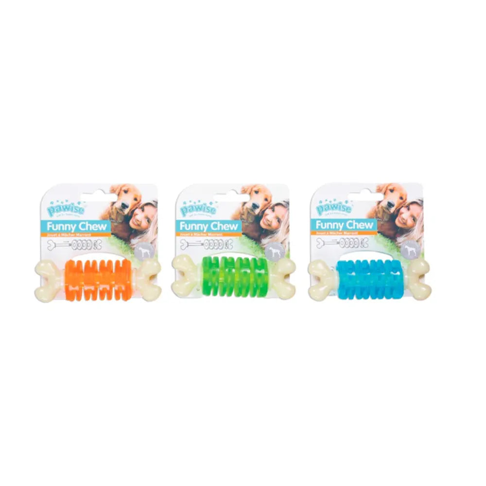 Pawise Juguete Funny Chew Ring con textura de aros y puntas en forma de hueso, accesorio resistente para morder
