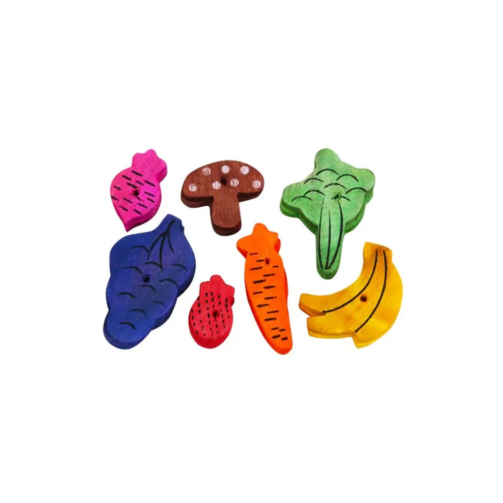 Pawise Maderas para Roer en formas de frutas y verduras de colores, ideales para pequeños animales y desgaste dental natural