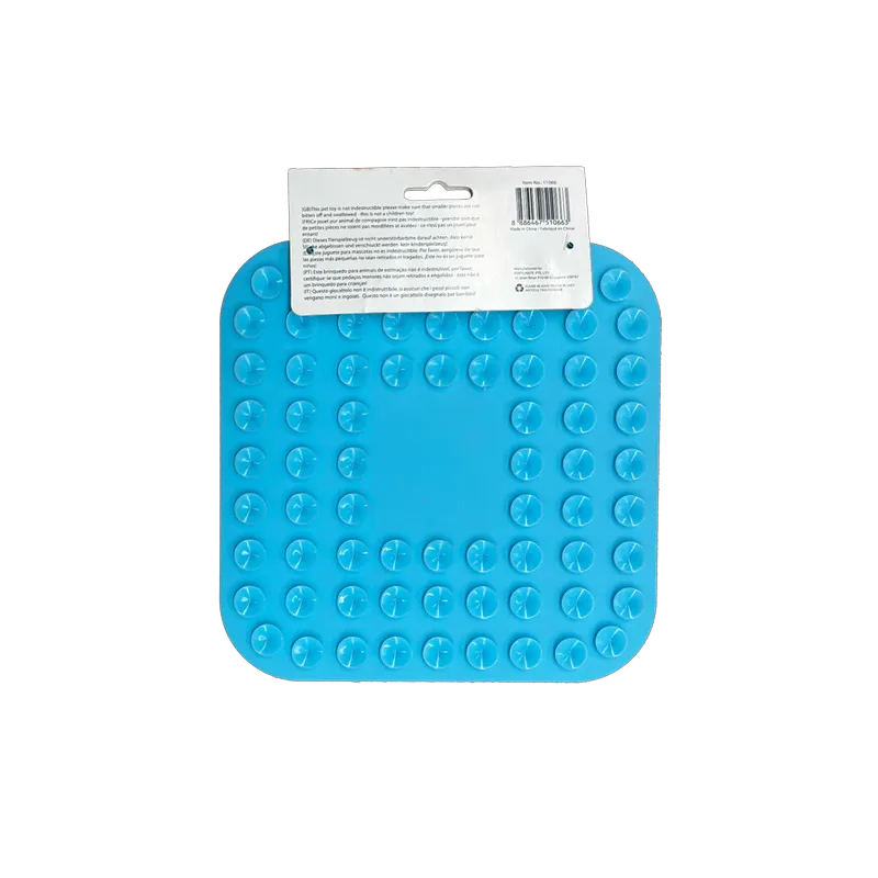 Pawise Mat para Lamer Cuadrado en colores naranja y azul, tapete texturizado con patrones para estimular y calmar a mascotas