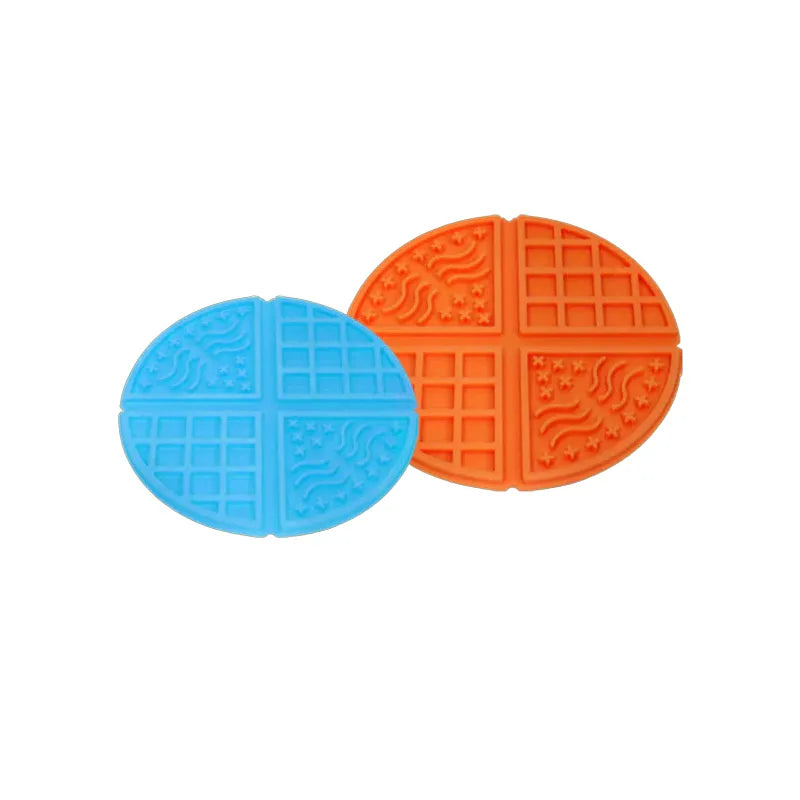 Pawise Mat para Lamer Redondo en colores azul y naranja, tapetes circulares con texturas variadas para estimulación y calma