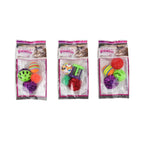 Pawise Set Juguetes 4 Pelotas para Gatos en empaque, incluye pelotas de colores con texturas y diseño para estimular el juego felino
