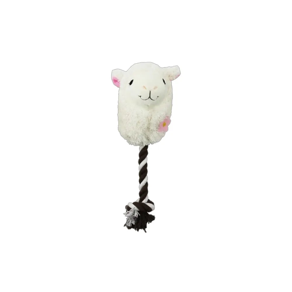Pawise Peluche Llama con Cuerda para perros, juguete suave con cabeza de llama y cuerda trenzada resistente