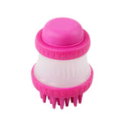 Pawise Cepillo de Baño para Mascotas rosado con cerdas de silicona y dispensador para limpiar perros y gatos.