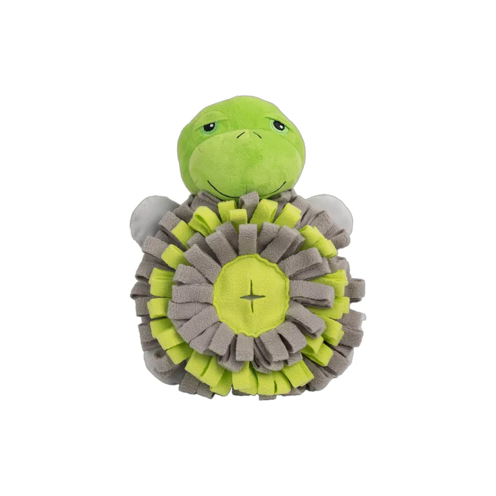 Pawise Alfombra Olfativa Tortuga para perros con diseño verde y gris, textura de tiras de tela para estimulación y juego