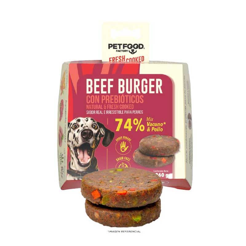 PetFood Factory Burger Mix de Vacuno y Pollo con Prebióticos para Perros 260 g