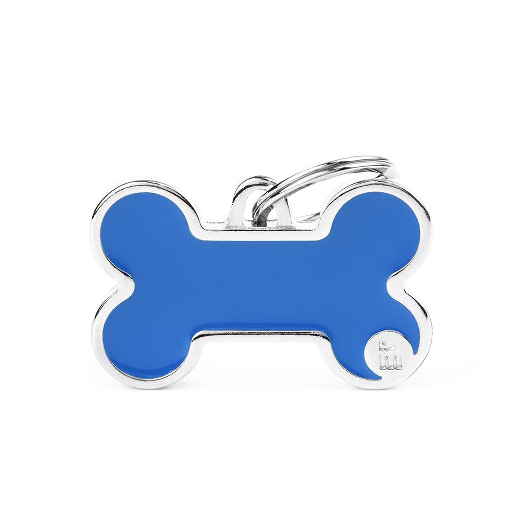 Placa Handmade Hueso "My Family" Grande Azul