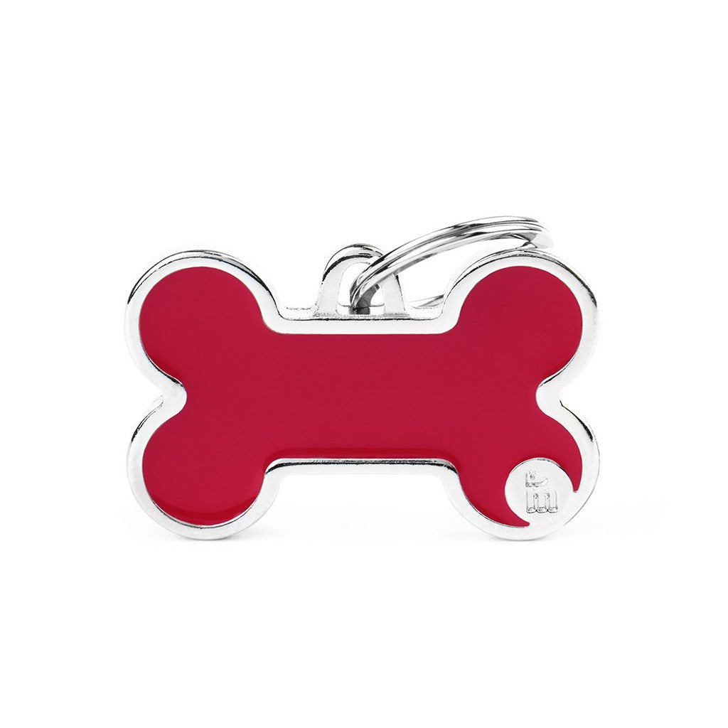 Placa Handmade Hueso "My Family" Grande Roja