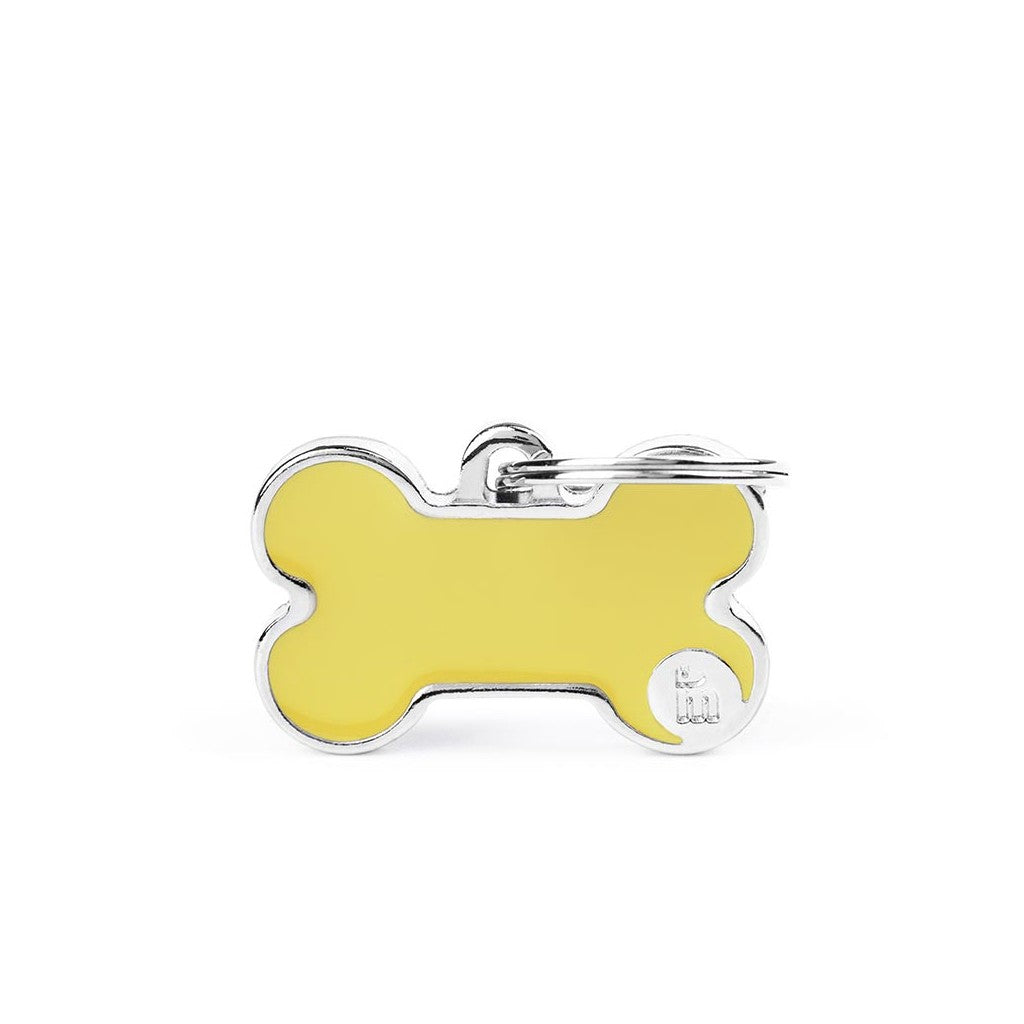 Placa Handmade Hueso "My Family" Pequeña Amarilla