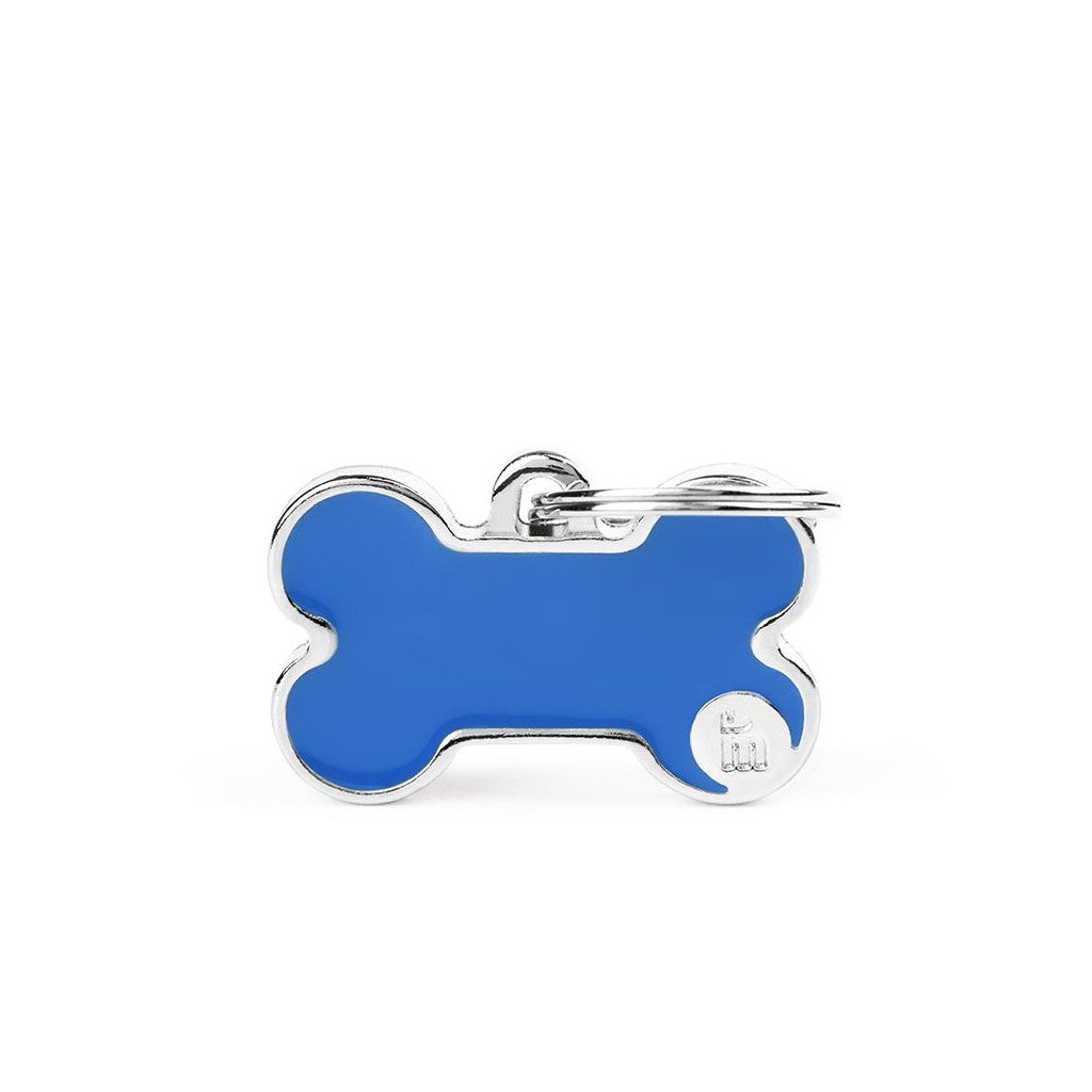 Placa Handmade Hueso "My Family" Pequeña Azul