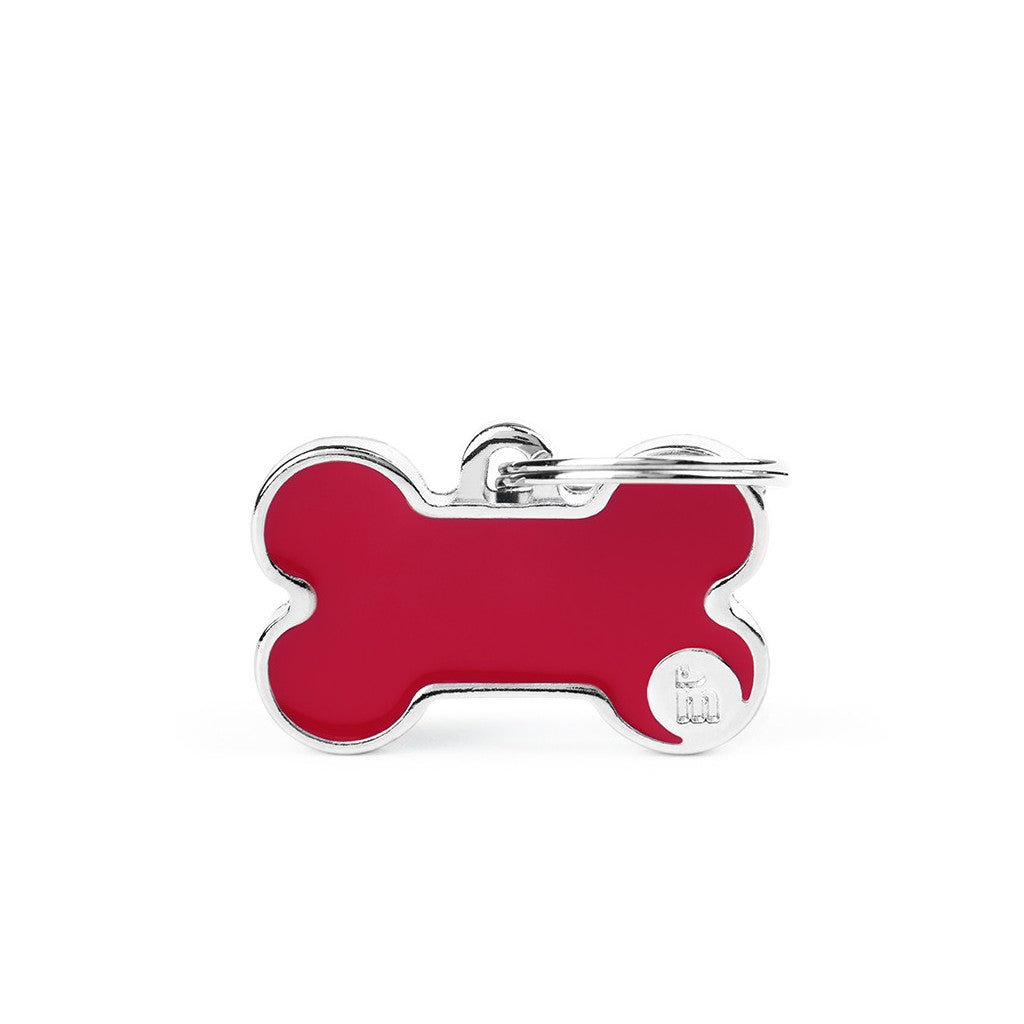 Placa Handmade Hueso "My Family" Pequeña Roja