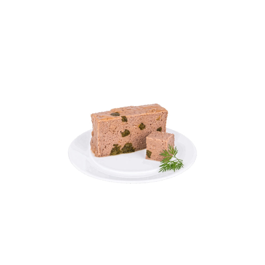 Plaisir Chef Terrina de Salmón con Espinaca y Crema para Gatos, alimento húmedo de 190 g para gatos adultos.