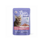 Plaisir Pouch Chunks Salmón y Bacalao para Gatos, alimento húmedo en salsa para gatos adultos y esterilizados.