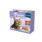 Plaisir Pate Alutray Mix Sabores para Gatos 12 x 100 gr, pack de alimento húmedo con cuatro variedades para gatos adultos.
