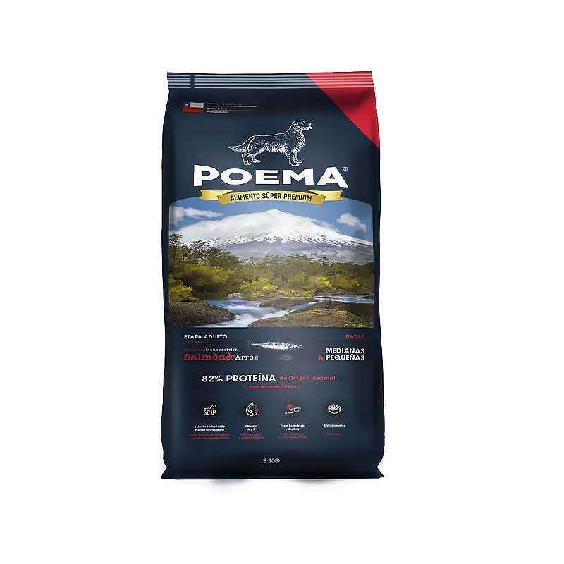 Poema Alimento Salmón para Perros Adultos - 12 Kg / Chile